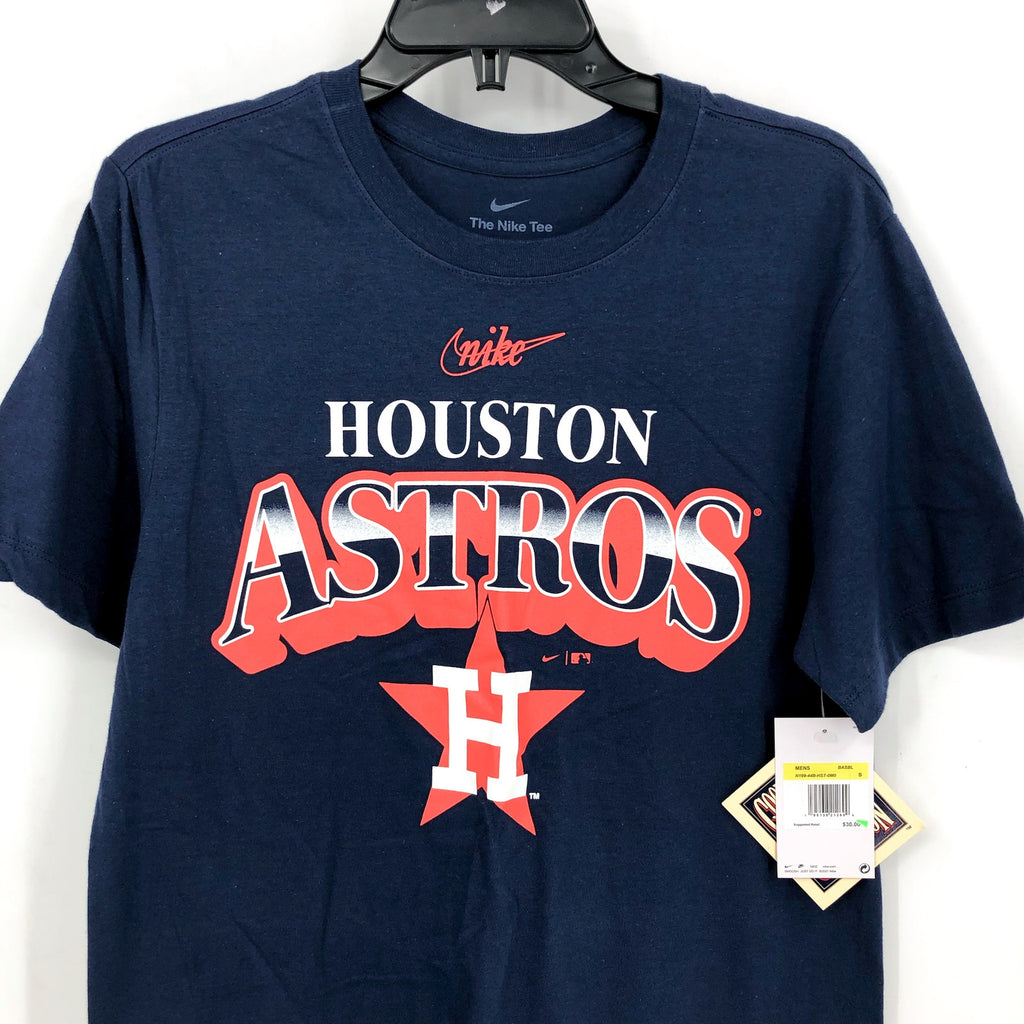 NIKE Mens Houston Astros Cooperstown Rewind Arch T-Shirt Small Navy Blue NWT