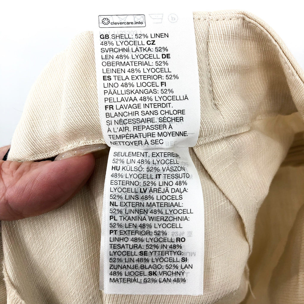 & Other Stories Women's Wide Leg Pants Size 8 Light Beige Linen Blend NWT