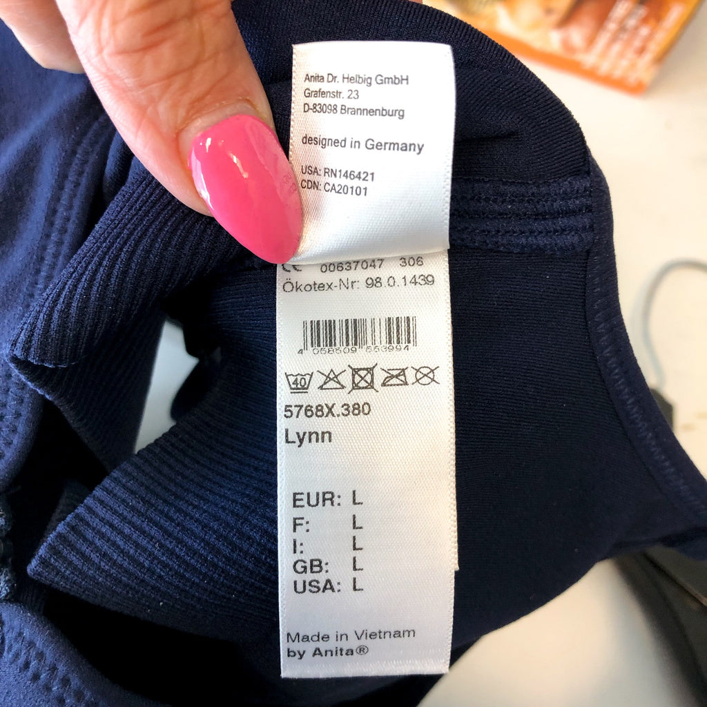 ANITA Women's Lynn Post Mastectomy Bra Large Maritime Blue Molded Cups NWT