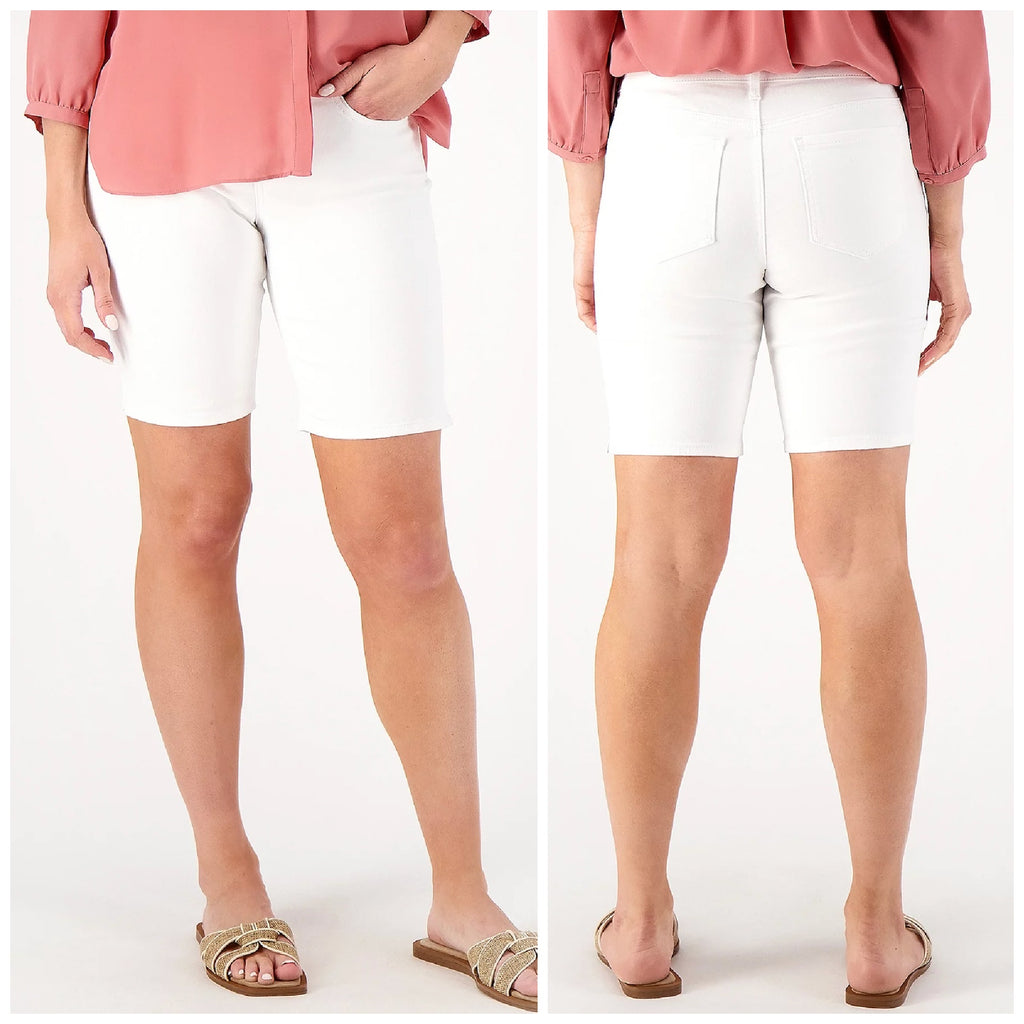 NYDJ Womens Ella Denim Shorts Size 8 PETITE Optic White 8" Inseam NWT
