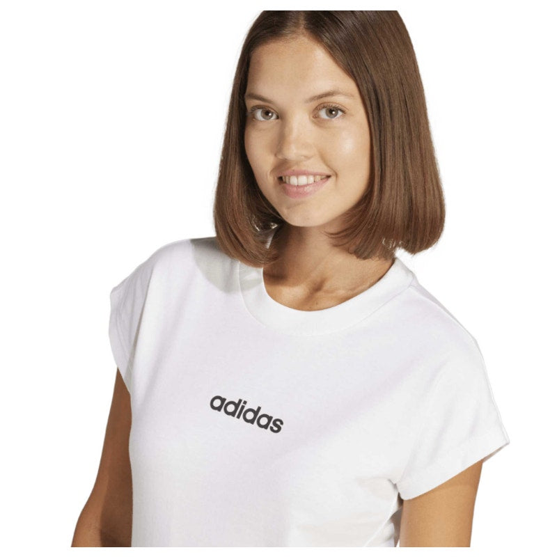 ADIDAS Women's Essentials Linear Single Tee Medium White Short Sleeve Logo NWT