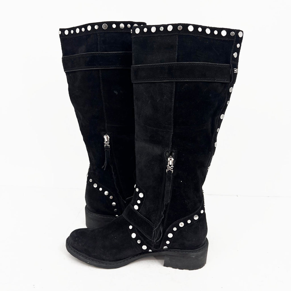 Sam Edelman Womens Deryn Studded Knee High Boots Size 7 EU 37 Black Suede NWOB