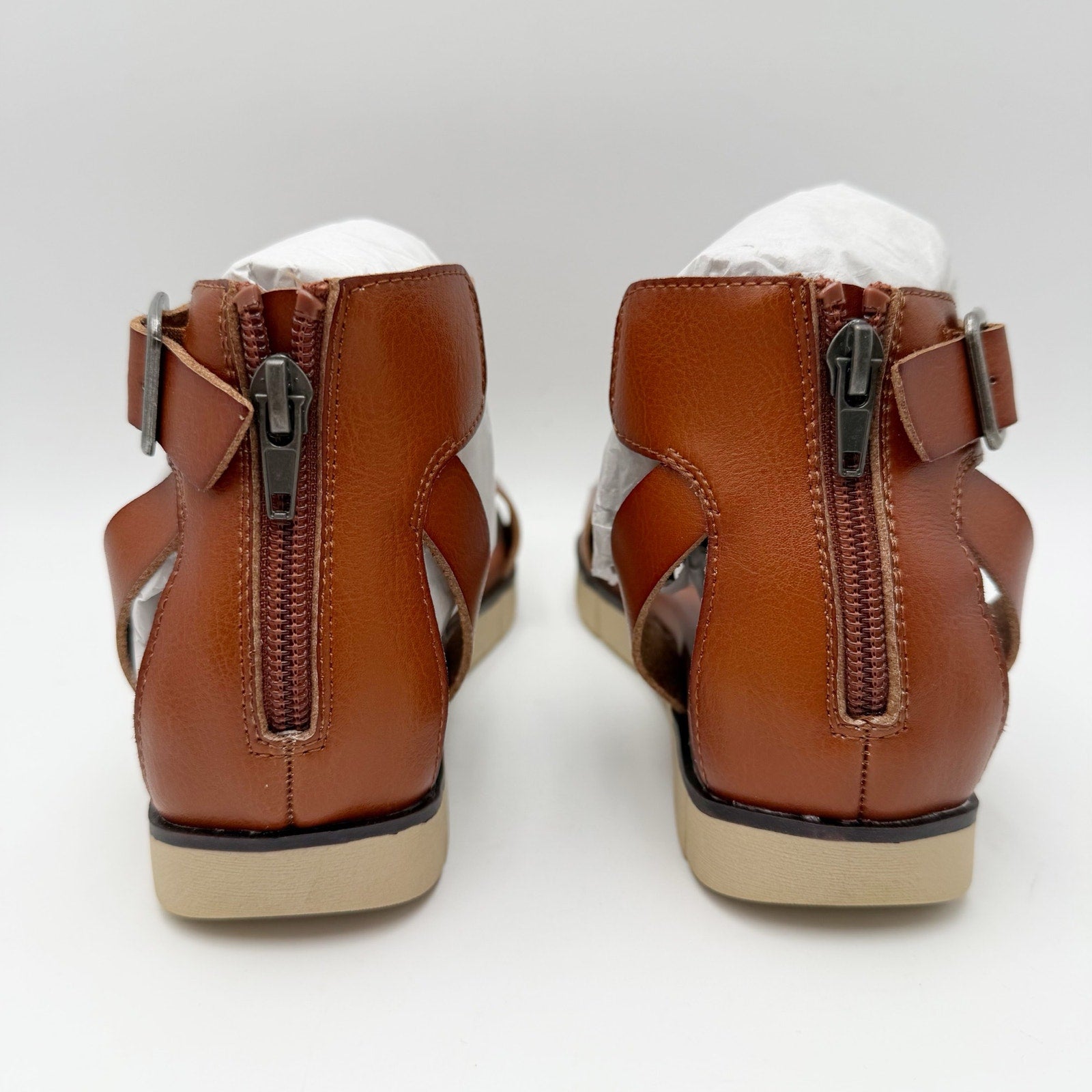 MIA Womens Emilia Sandals Size 6 Cognac Brown Flat NWOB
