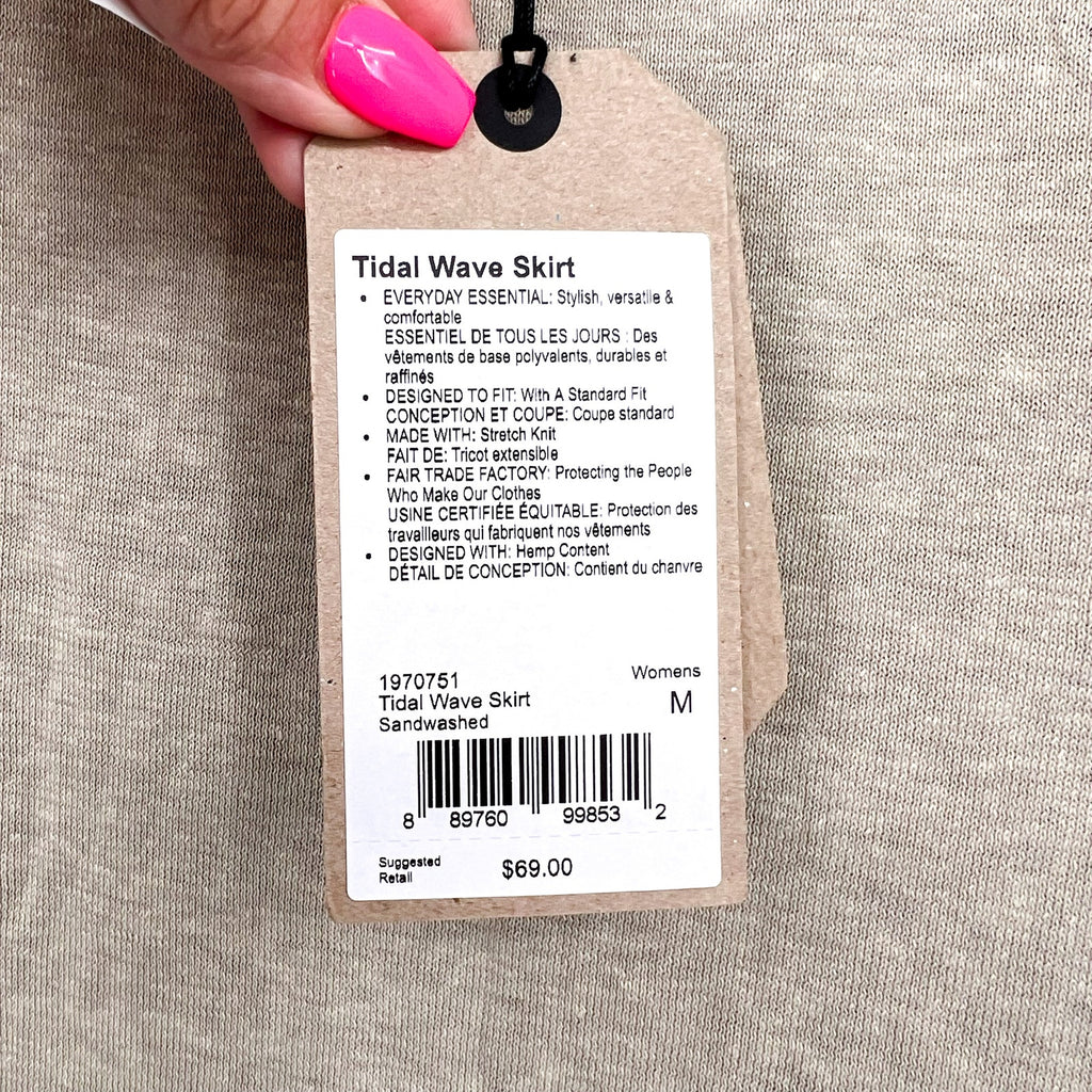 PRANA Women's Tidal Wave Midi Skirt Medium Sand Beige High Low Knit NWT