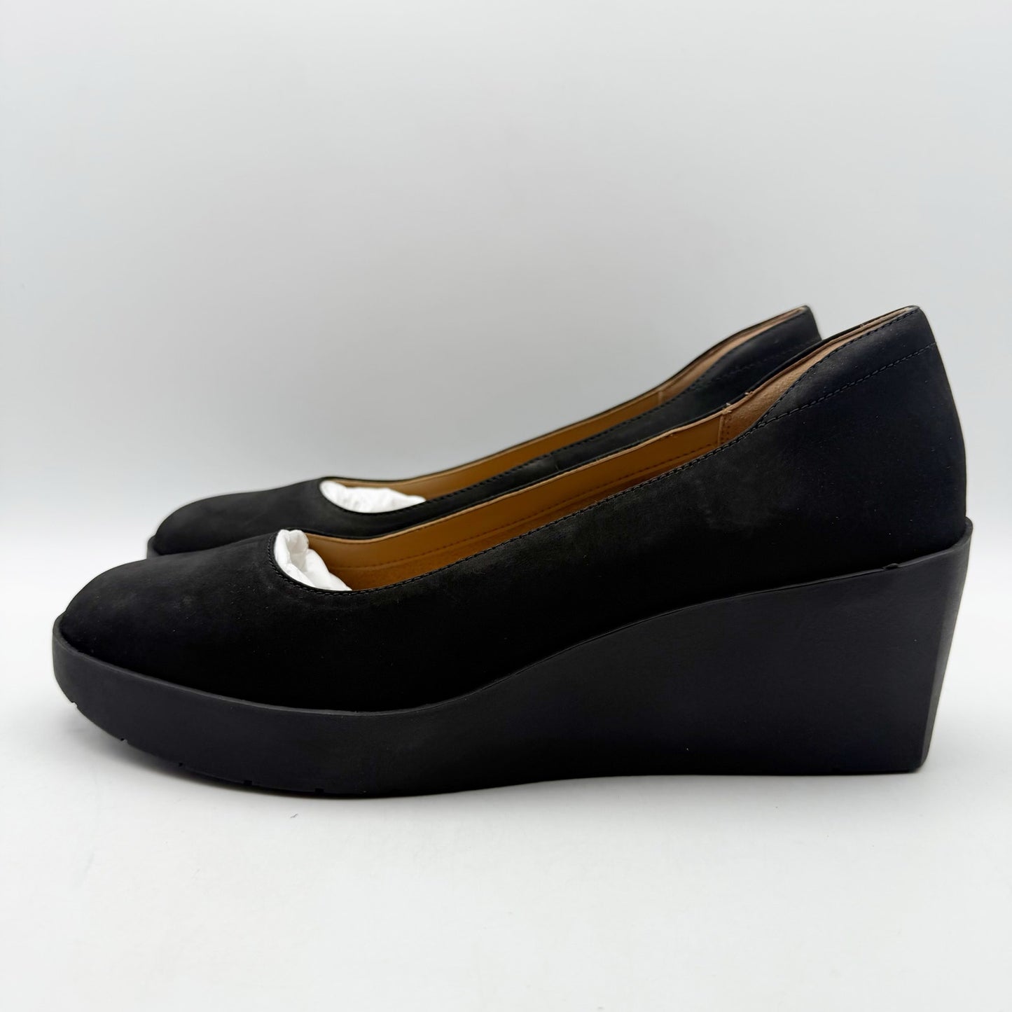 VIONIC Womens Sereno Wedge Heels US 10 M EU 41 Black Nubuck Leather NIB