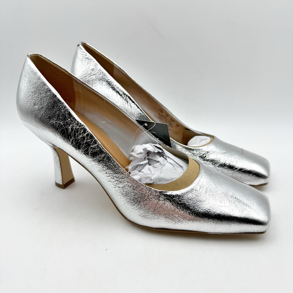 Franco Sarto Womens Flexa Aela Pumps Size 8.5 M EU 39 Silver Leather NIB