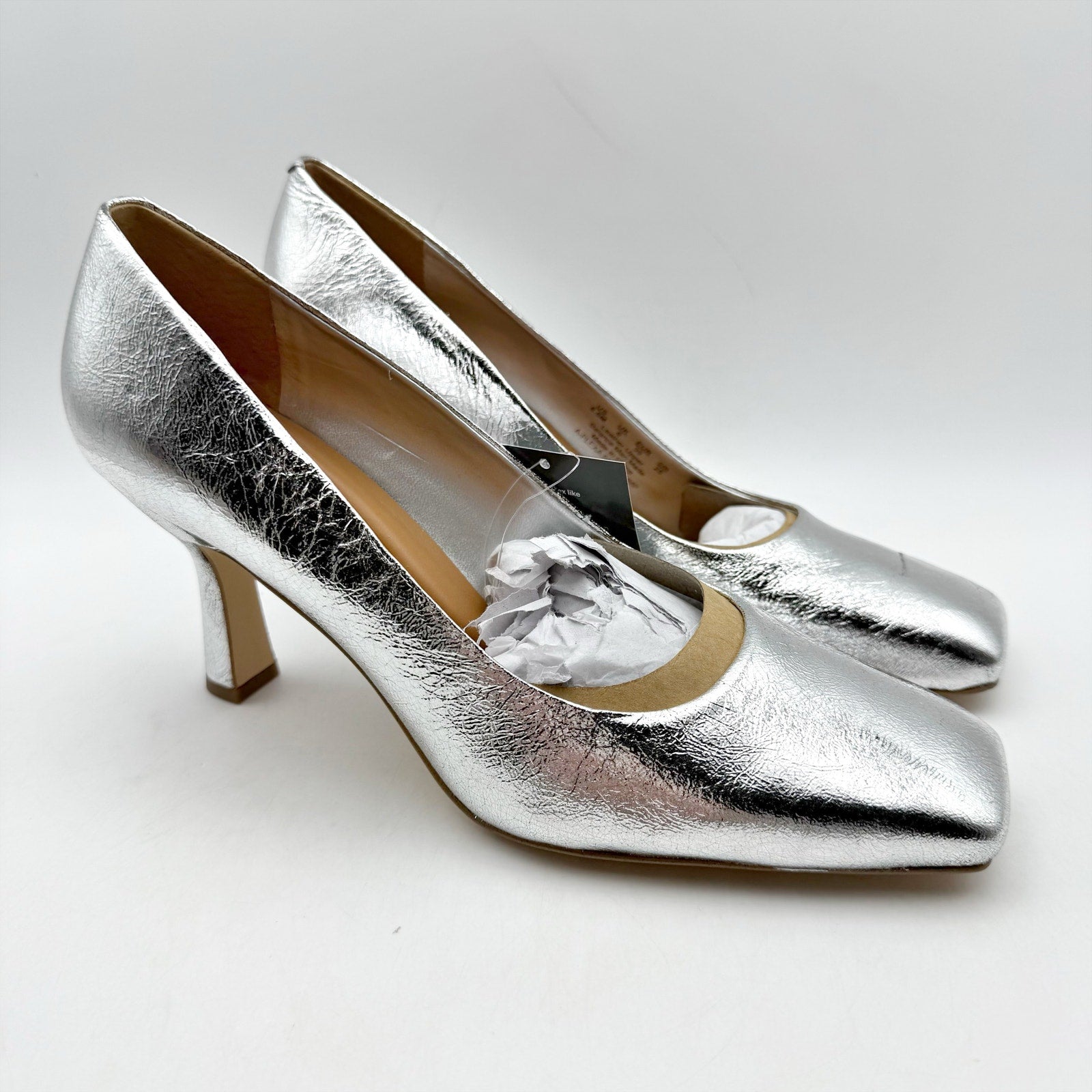 Franco Sarto Womens Flexa Aela Pumps US 8.5 M EU 39 Silver Leather NIB