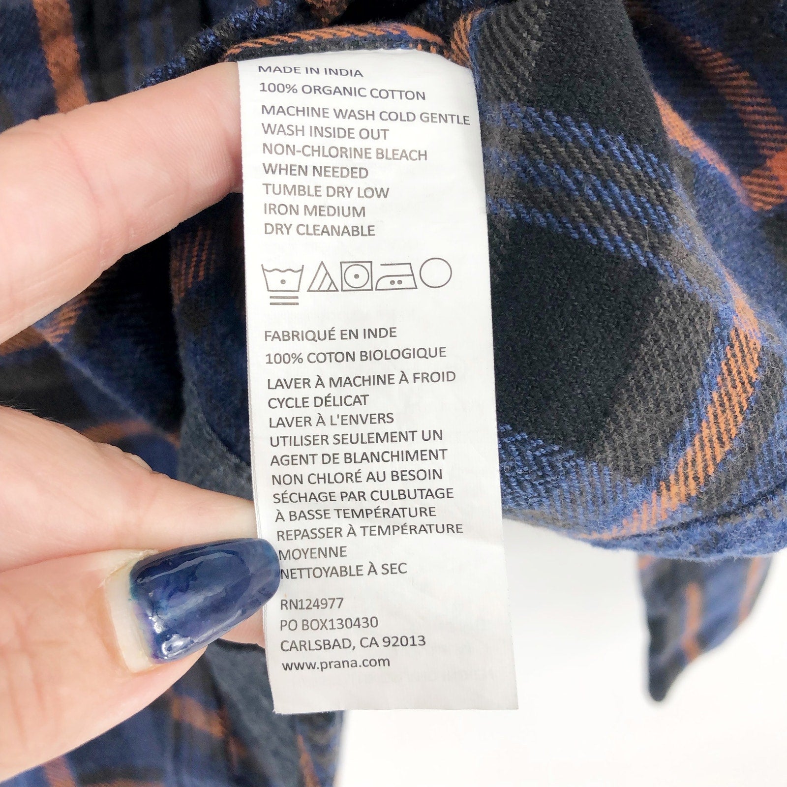 PRANA Women's Golden Canyon Flannel XL Rich Sapphire Blue Plaid Button Shirt NWT