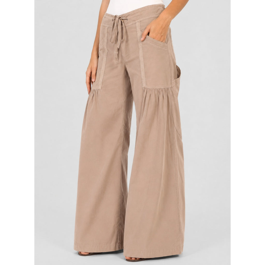 XCVI Women's Willowy Wide Leg Pants Small Mink Tan Stretch Poplin NWT