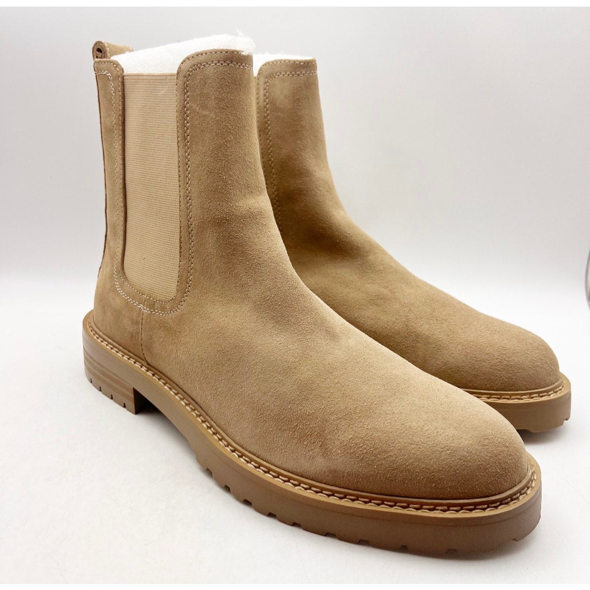 Saint Morta Men's Chunky Chelsea Boots Size 11 EU 45 Tan Suede NIB