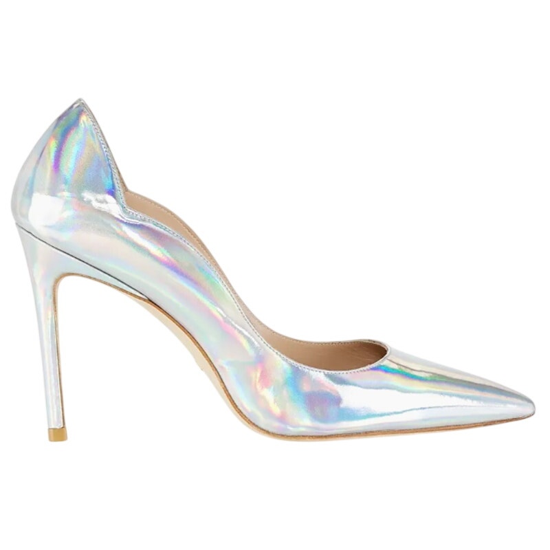 Stuart Weitzman Womens Iridescent Scallop Pumps US 6.5 Silver NWOB