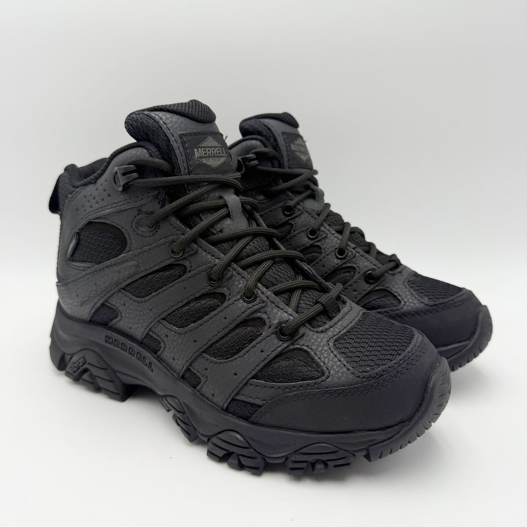 Merrell Womens Moab 3 Tactical Work Mid Boots US 6 M Black Leather WP NWOB