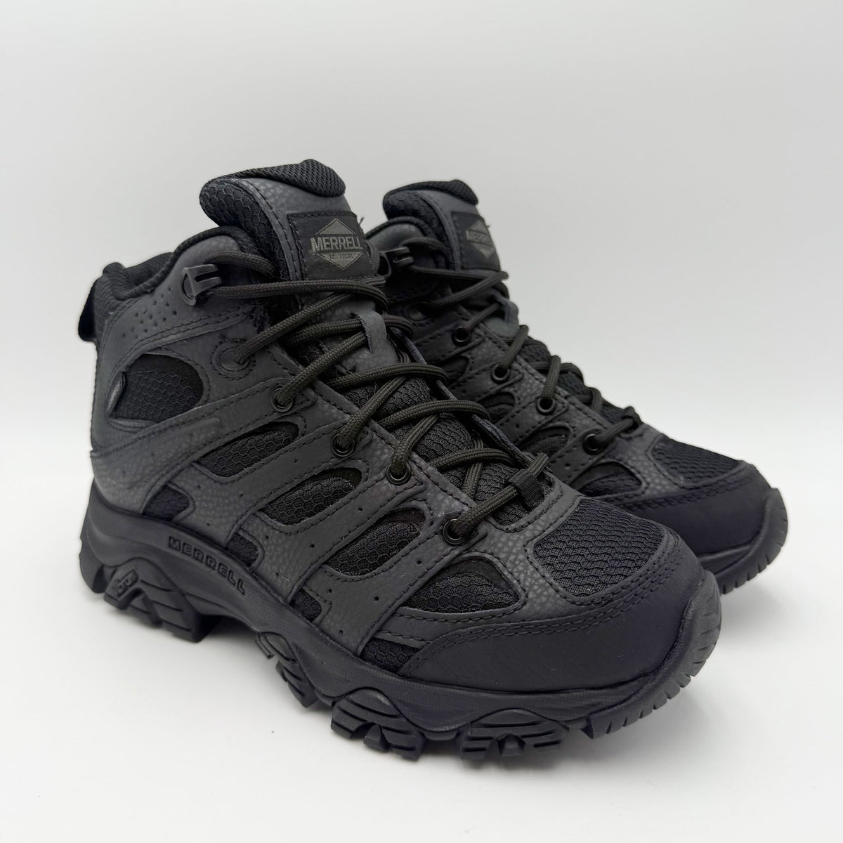 Merrell Womens Moab 3 Tactical Work Mid Boots US 6 M Black Leather WP NWOB