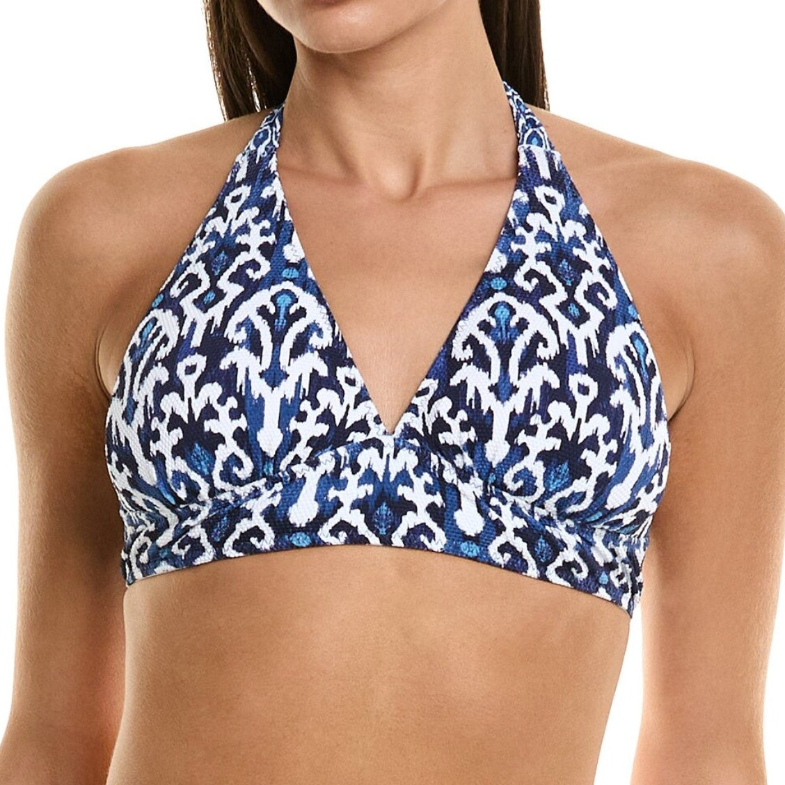 TOMMY BAHAMA Island Cays Halter Bikini Top Large Blue Blooms Reversible NWT