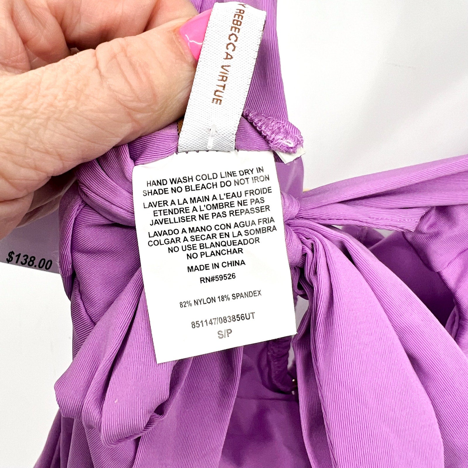 BECCA Women's Color Code V-Wire One Piece Swimsuit Small Malva Purple NWT