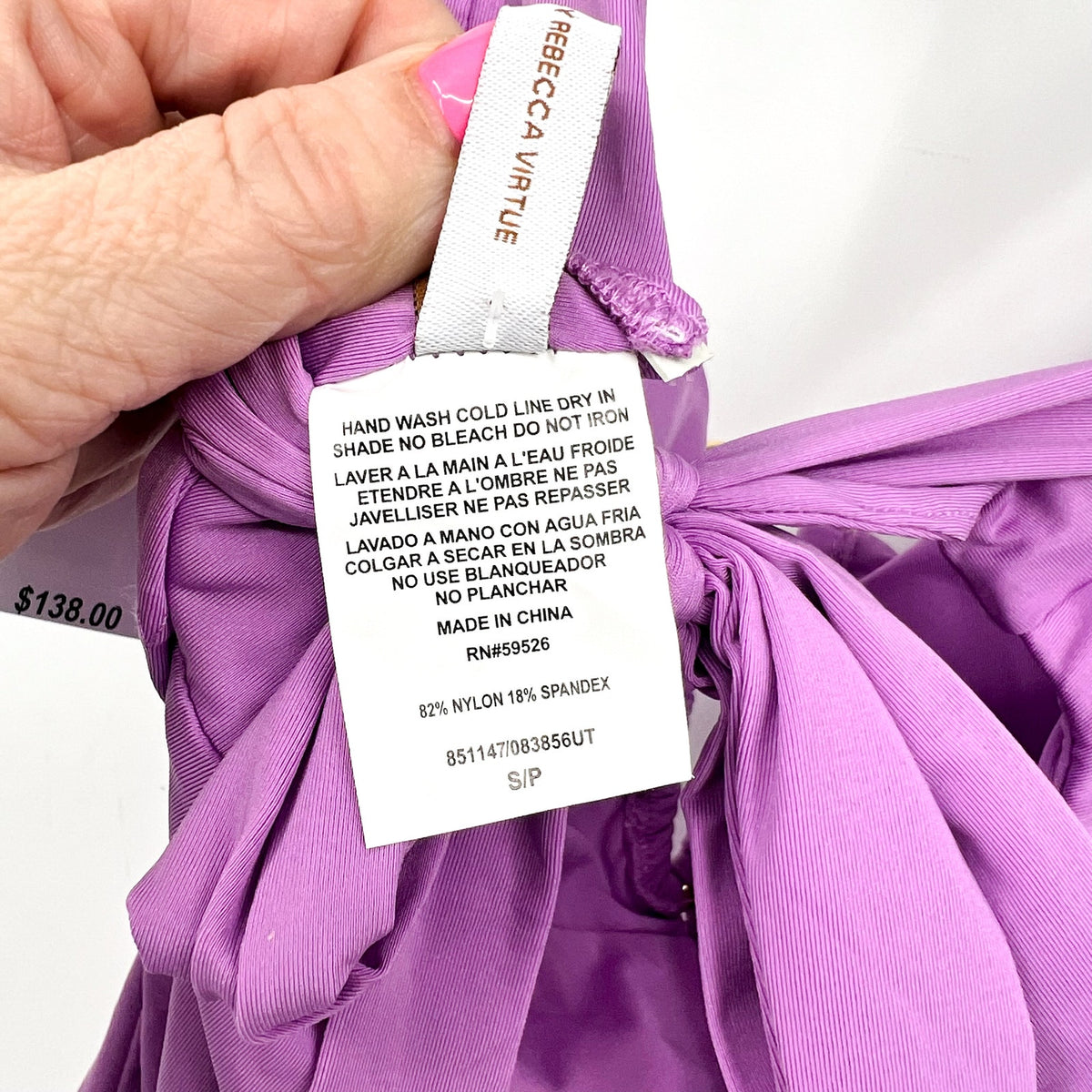 BECCA Women's Color Code V-Wire One Piece Swimsuit Small Malva Purple NWT