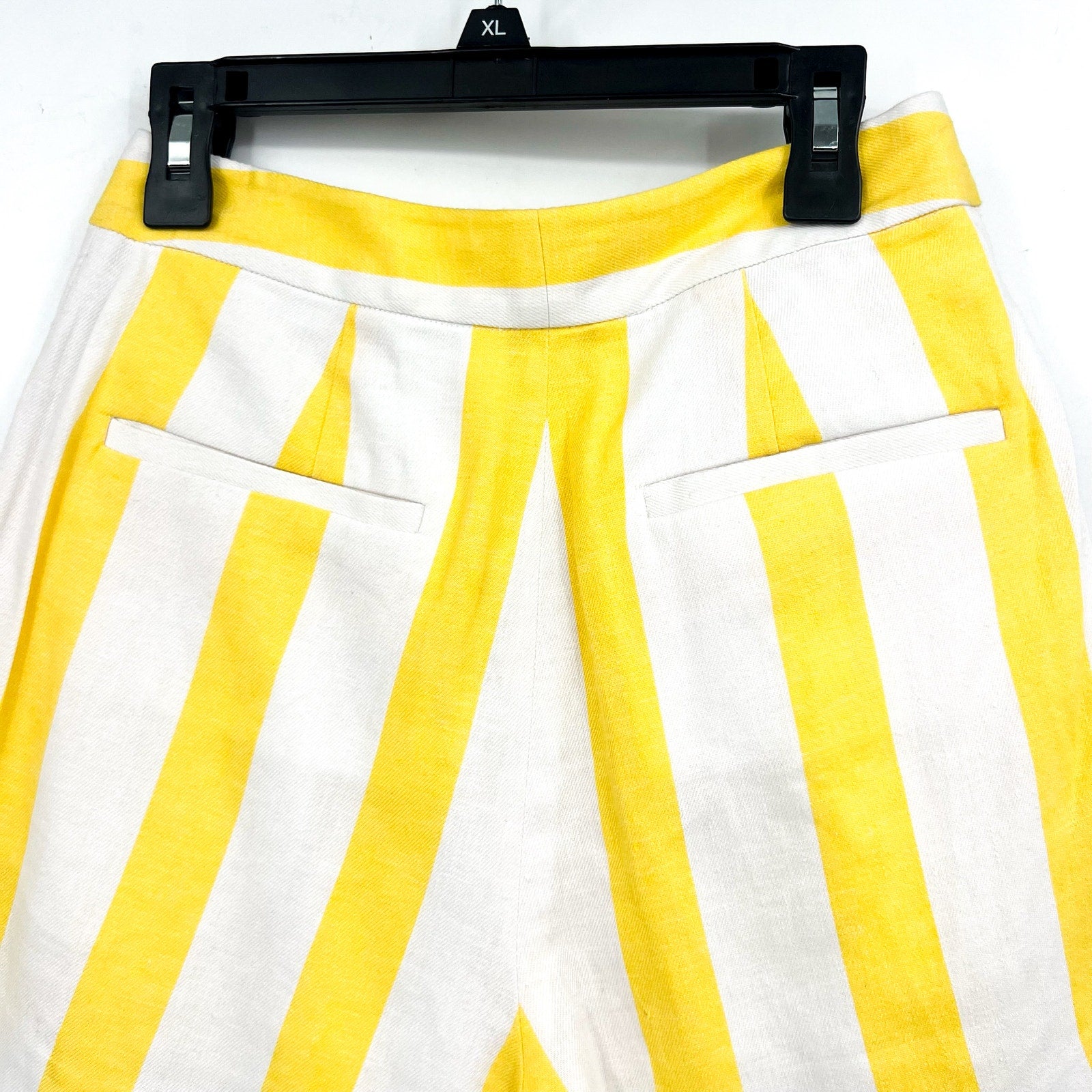L'AGENCE Women's Vittoria Striped Linen-Cotton Shorts Size 0 Yellow White NWT