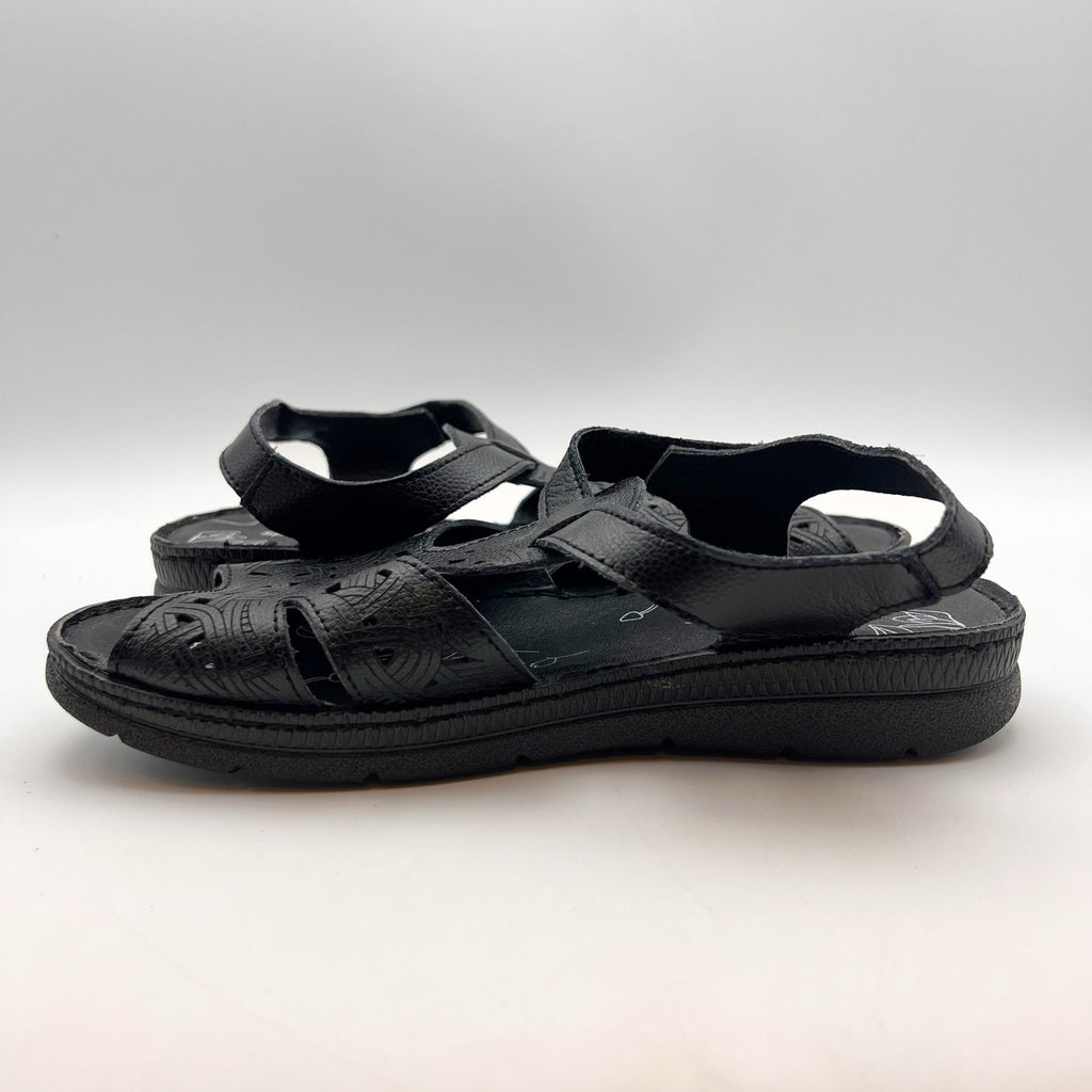 Spring Step Womens Hermila Sandals EU 37 US 6.5-7 Black Faux Leather NWOB