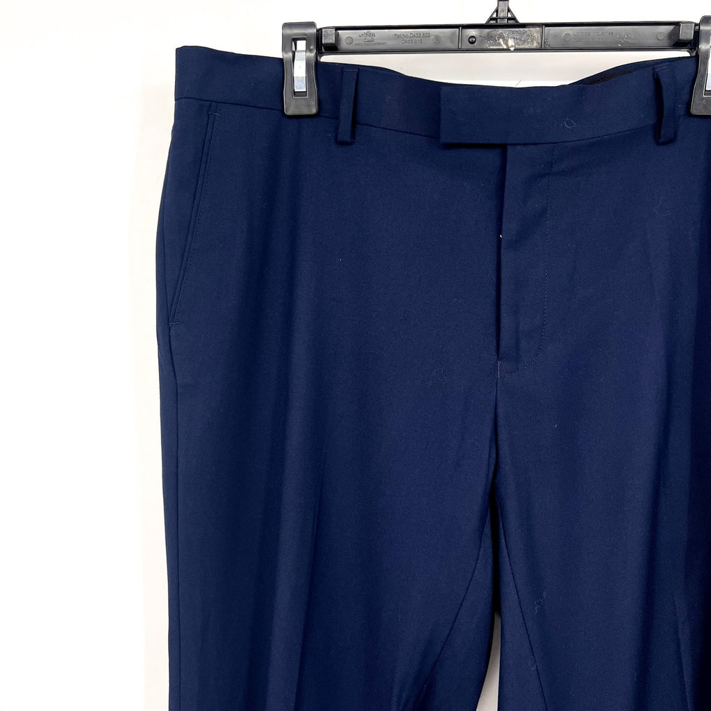 SOUL OF LONDON Men's Slim Fit Dress Pants 37R Navy Blue Flat Front NWOT