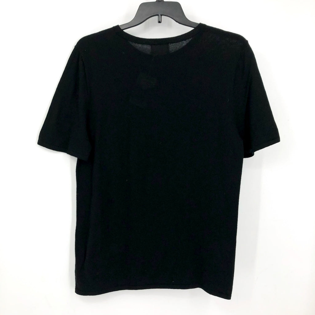 ACTIVE CASHMERE Women's T-Shirt Large Black 100% Cashmere Short Sleeve NWT