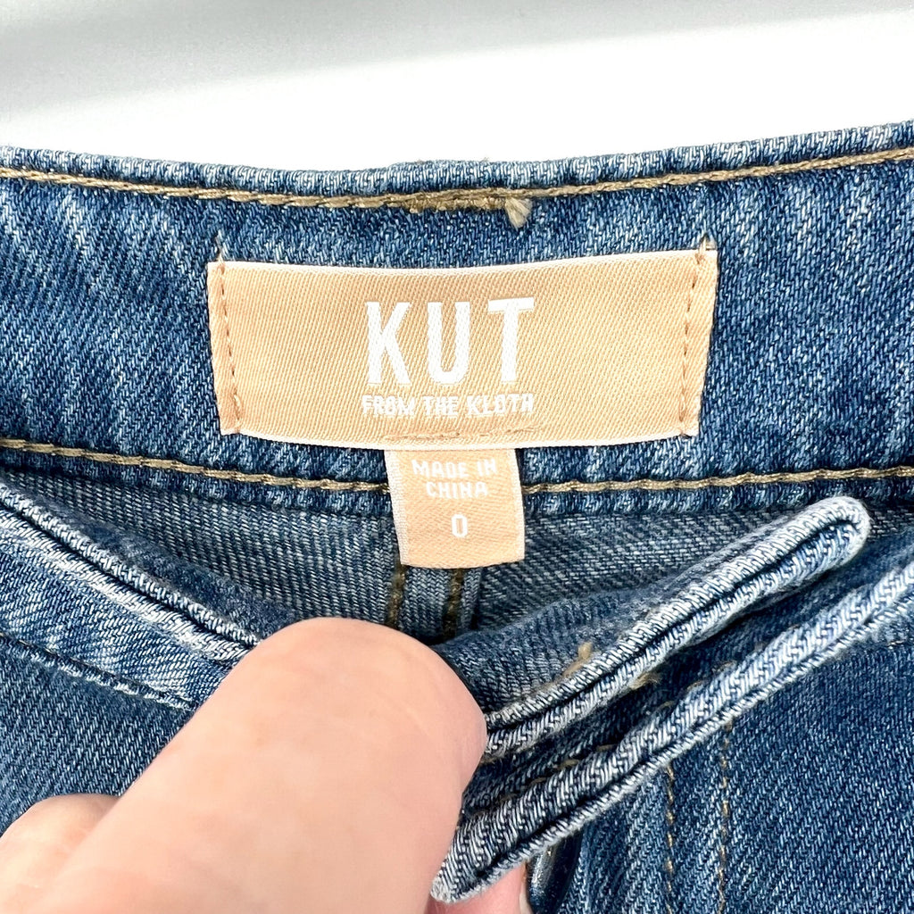 KUT FROM THE KLOTH Blake Crop Wide Leg Jeans Size 0 Medium Wash High Rise NWT