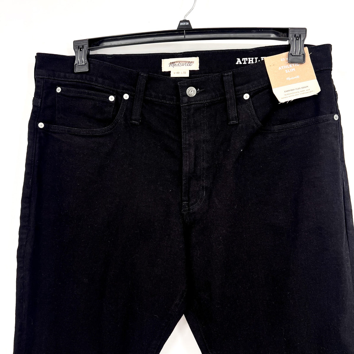 MADEWELL Men's Athletic Slim Jeans 40x32 Black Denim Stretch NG307 NWT