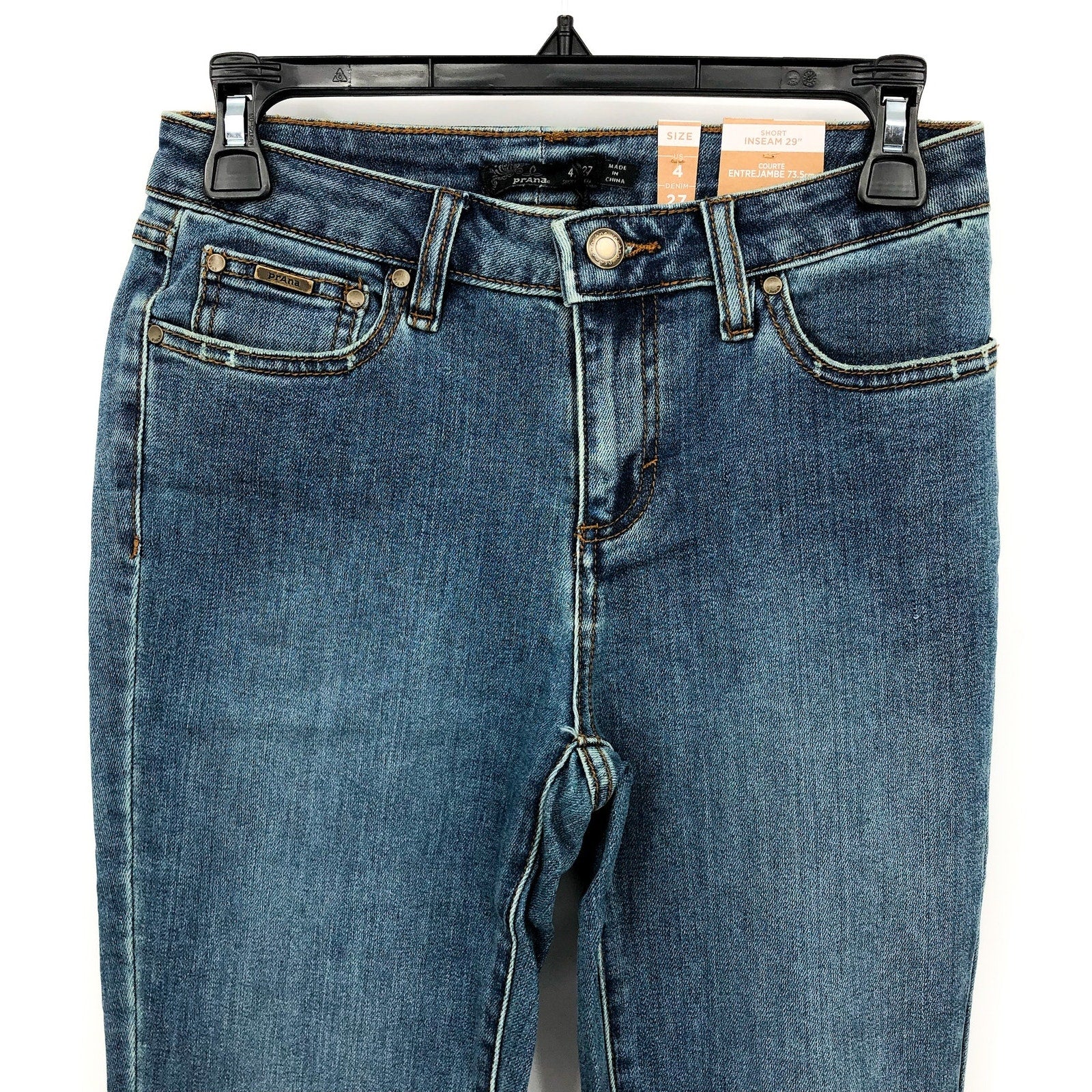 PRANA Womens Sienna Mid Rise Skinny Jeans 26x31 US 2 True Blue Stretch Denim NWT