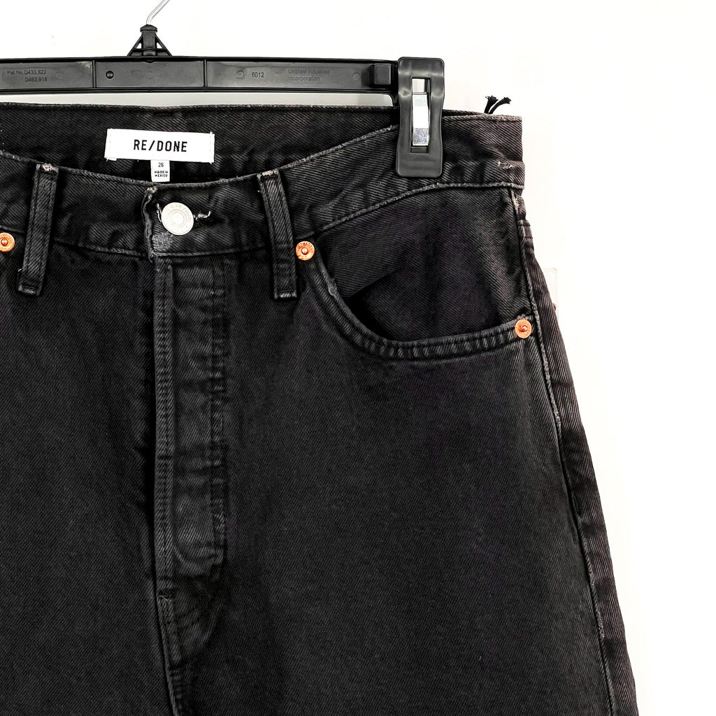 RE/DONE Women's 90s Rigid Low Slung Jeans Size 26 Washed Black Cotton NWT