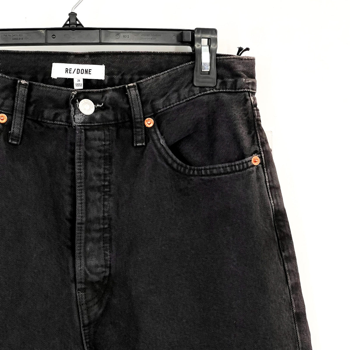 RE/DONE Women's 90s Rigid Low Slung Jeans Size 26 Washed Black Cotton NWT