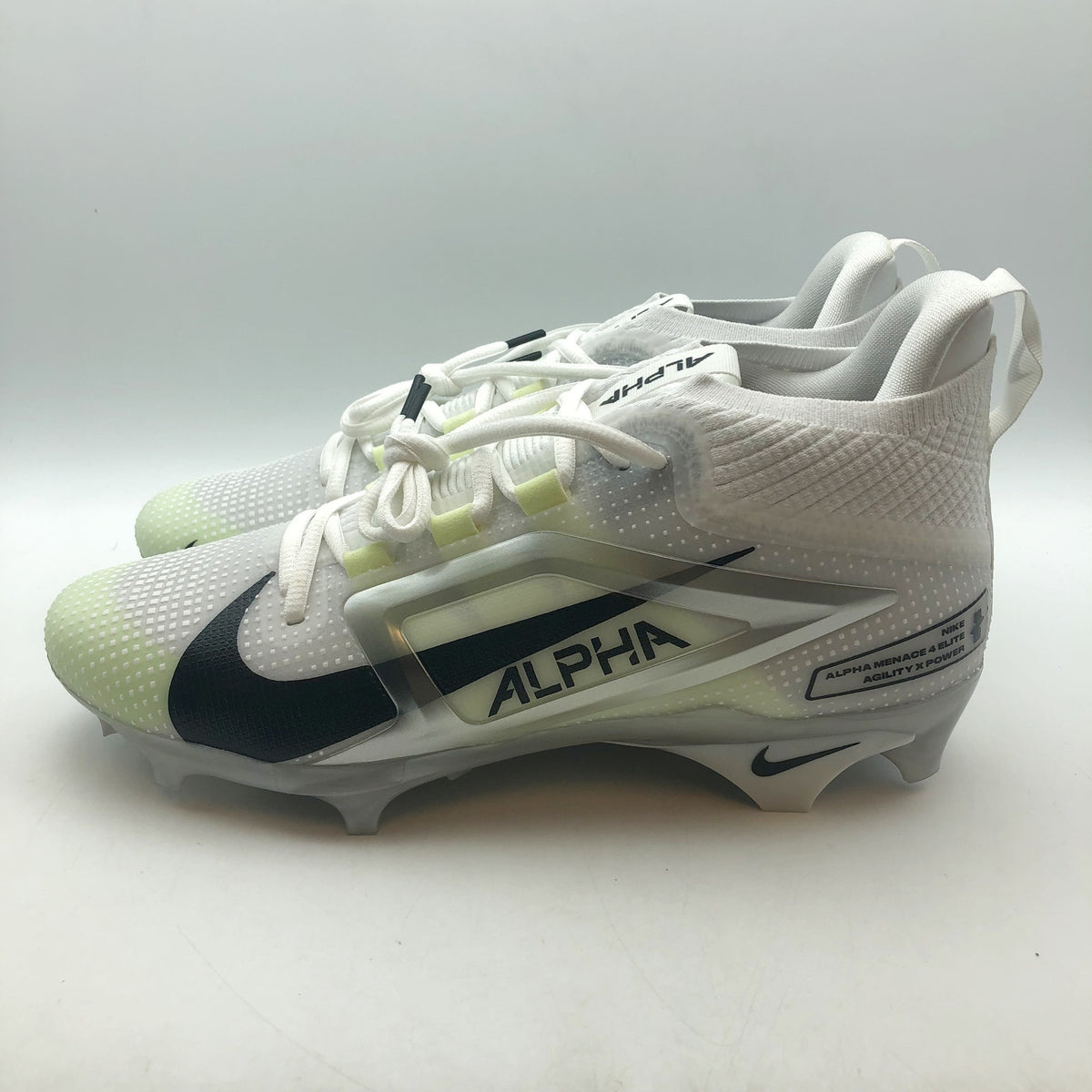 Nike Mens Alpha Menace 4 Elite Football Cleats Size 9.5 White Neon Yellow NWOB