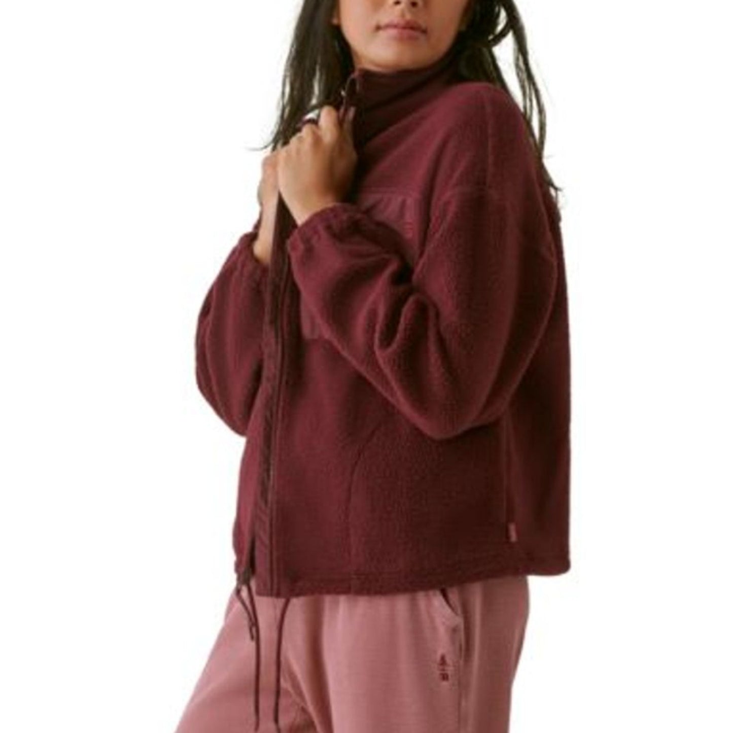 BASS OUTDOOR Coastal Sherpa Jacket XS Purple Fig Full-Zip Drawstring-Waist NWT