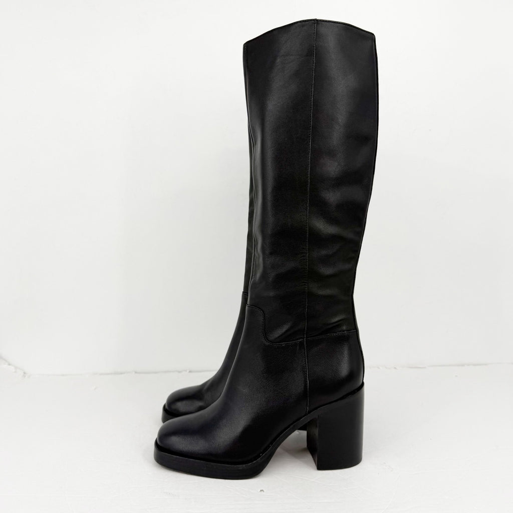 Vince Camuto Womens Gibi Knee High Boots US 8 M Narrow Calf Black Leather NWOB