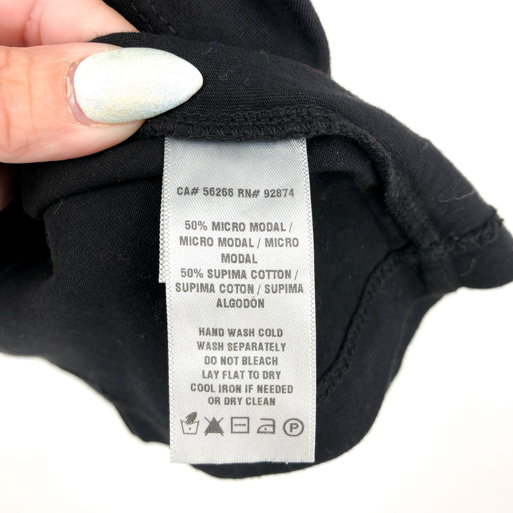 SPLENDID Women's Kate V-Neck Tee XS Black Short Sleeve Soft Knit NWOT