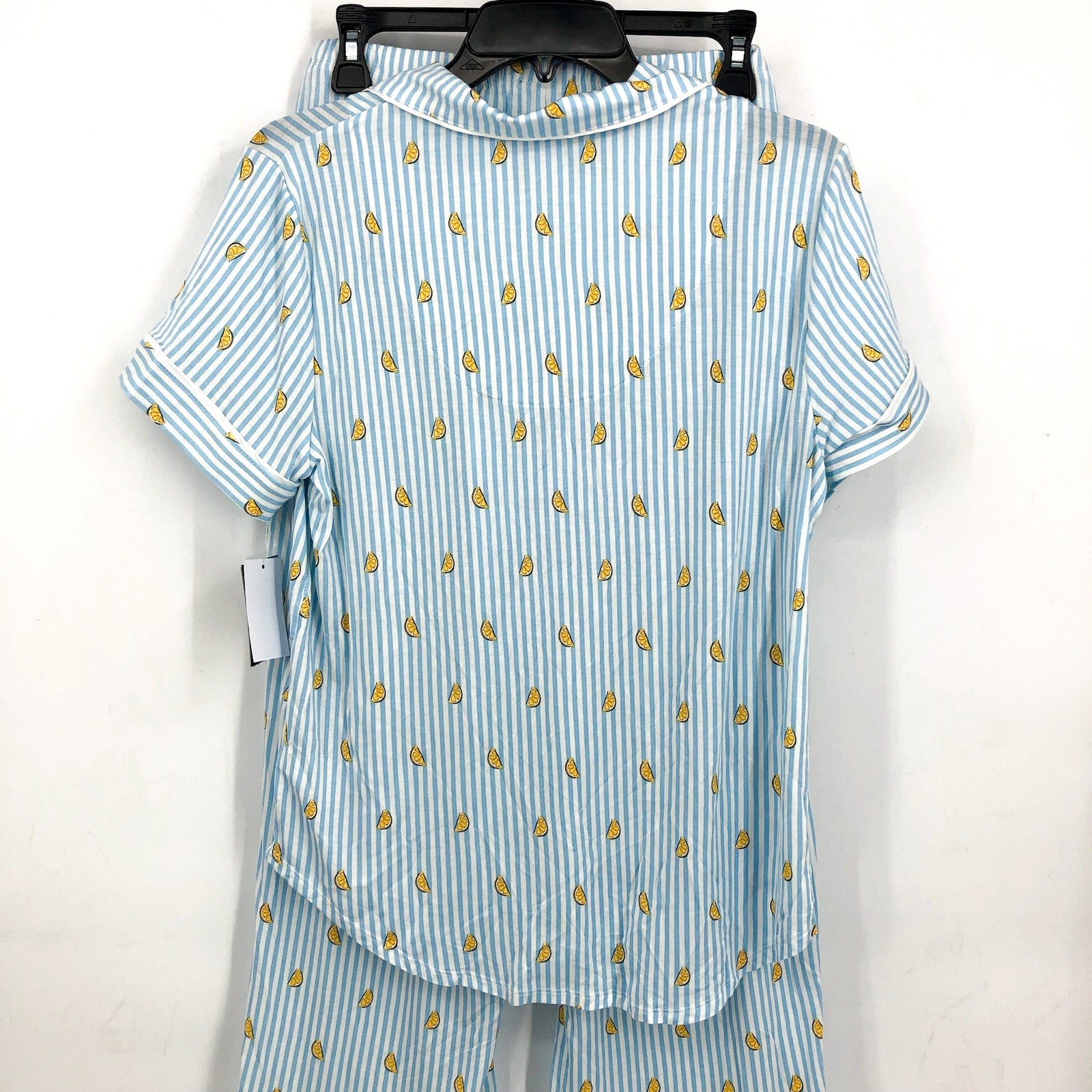 KATE SPADE Women's Citrus Striped Cropped 2-Piece Pajama Set Medium Blue NWT