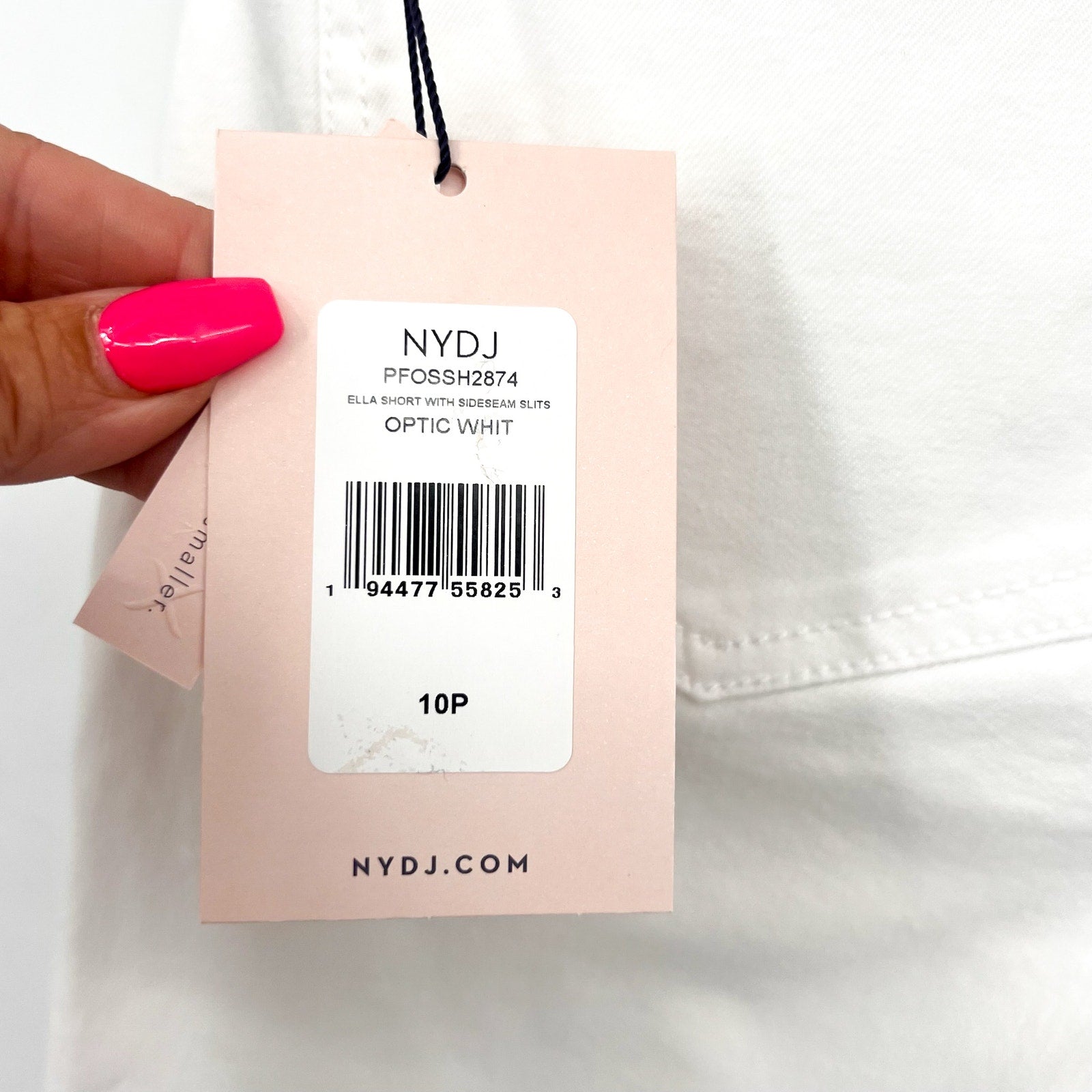 NYDJ Womens Ella Denim Shorts Size 10 PETITE Optic White 8" Inseam NWT