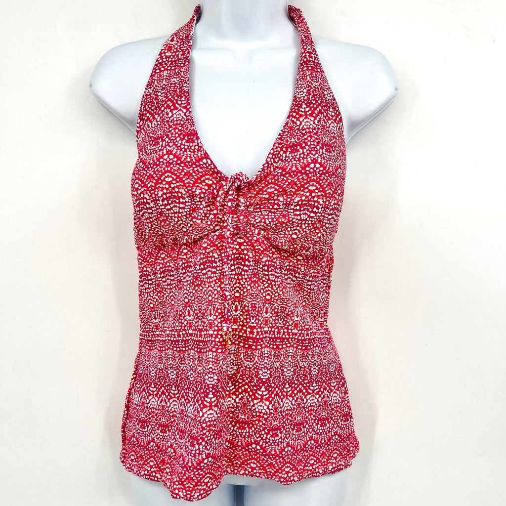 TOMMY BAHAMA Island Cays Halter Tankini XL Pink Maui Pointelle Reversible NWT