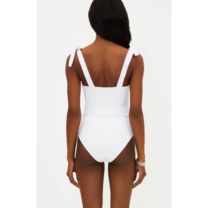 BEACH RIOT Womens Sydney One Piece Swimsuit Medium White Tie Strap NO BELT NWT