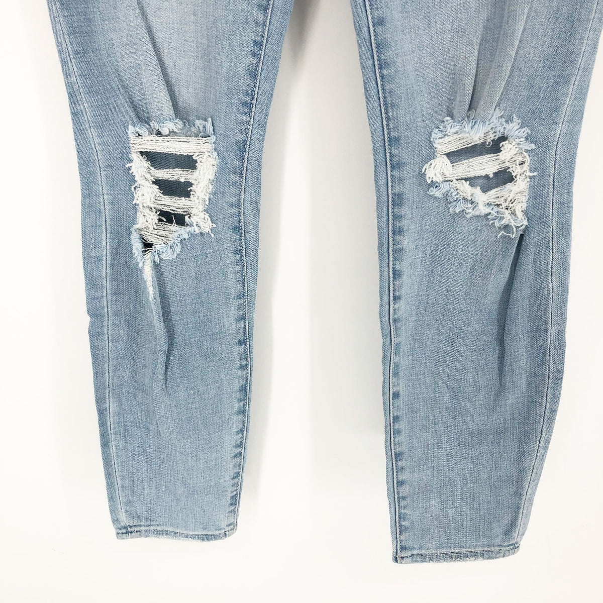 GOOD AMERICAN Good Waist Crop Skinny Jeans US 00 24 Light Blue Distressed NWT