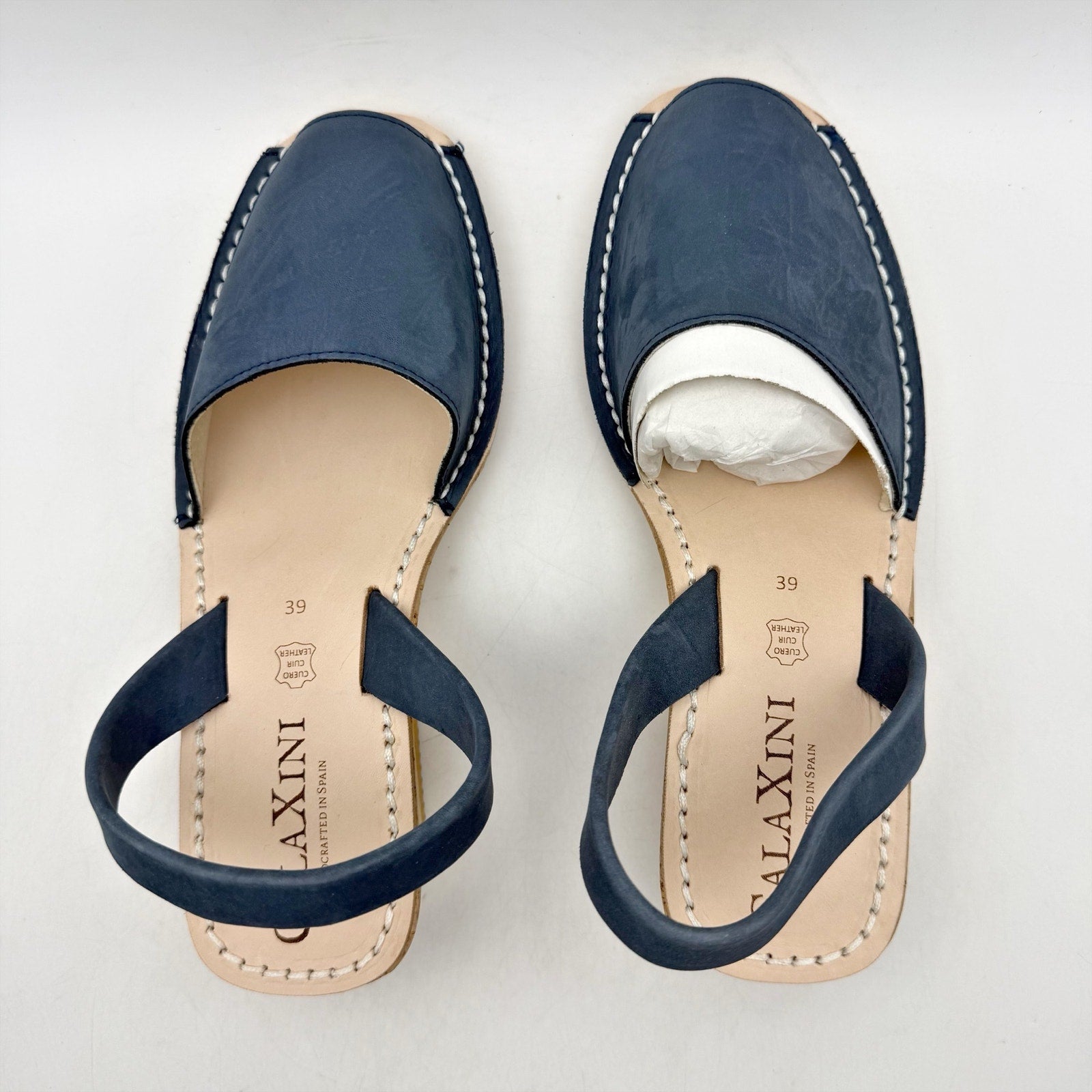CalaXini Womens Cork Wedge Sandals EU 40 US 9.5-10 Navy Blue Suede NWOB