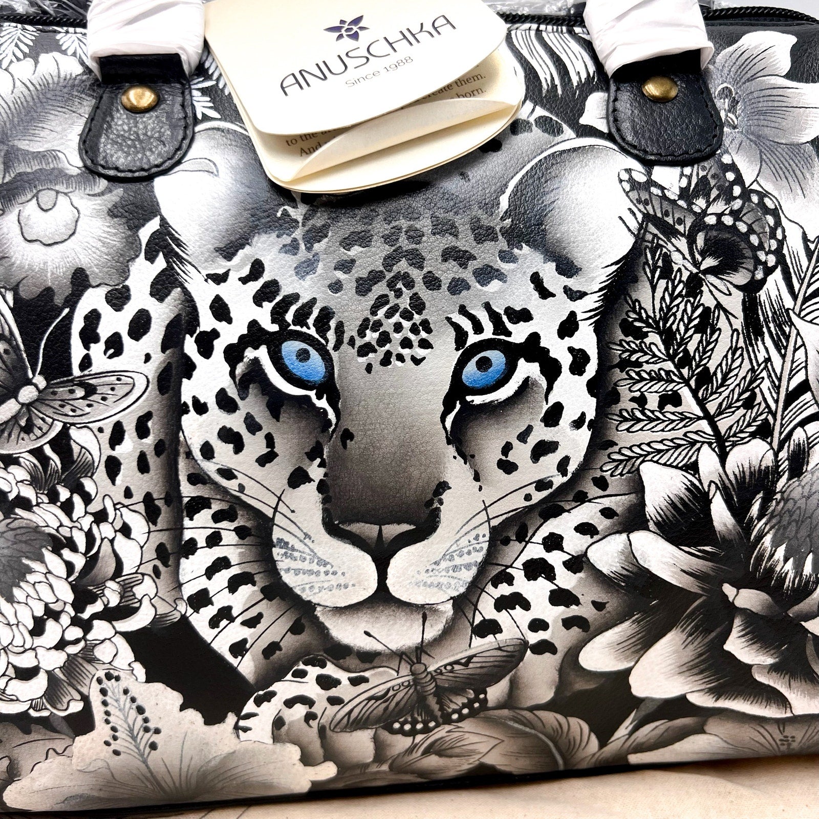 ANUSCHKA Women's Zip Around Classic Satchel Cleopatra’s Leopard Leather NWT