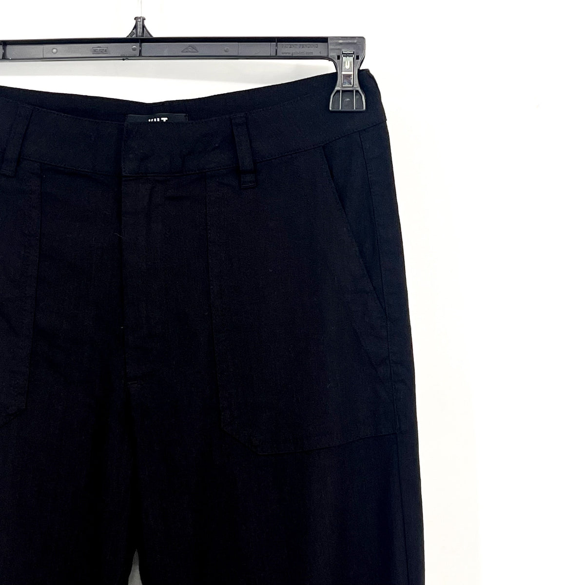 KUT FROM THE KLOTH Topaz Crop Wide Leg Pants Size 4 Petite Black Linen NWOT