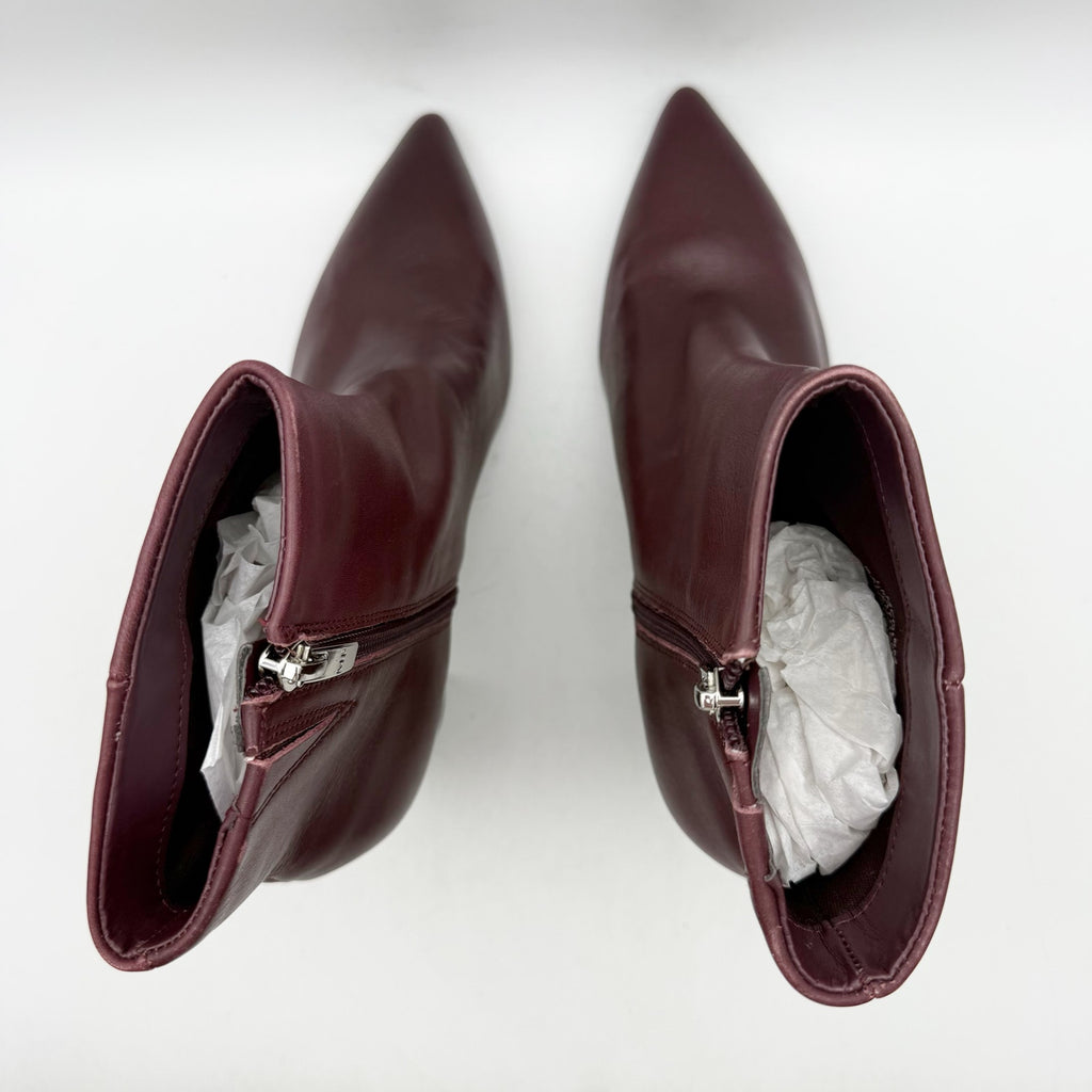 Marc Fisher Womens Glorena Ankle Boots US 8 M Dark Red Leather Bootie NWOB