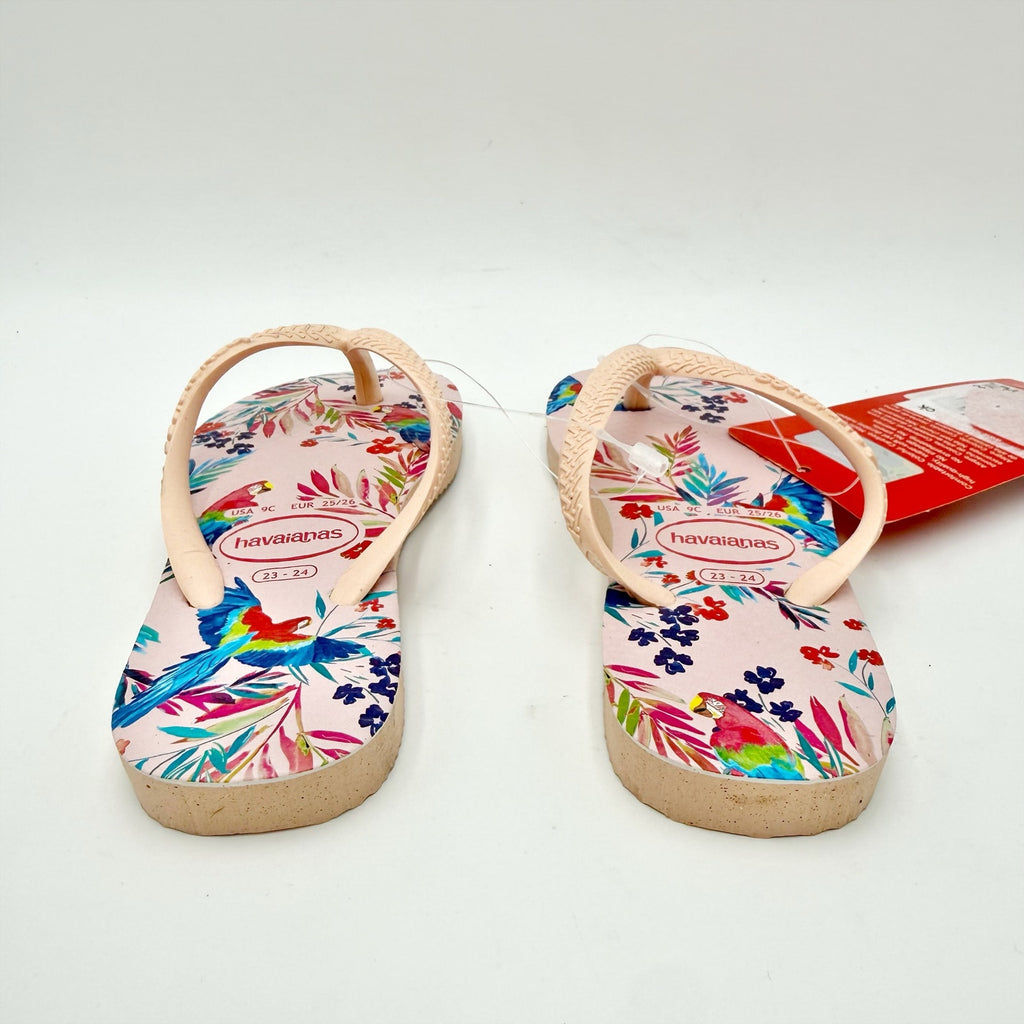 Havaianas Childrens Flip-Flops US 9 EU 23-24 Pink Floral NWT