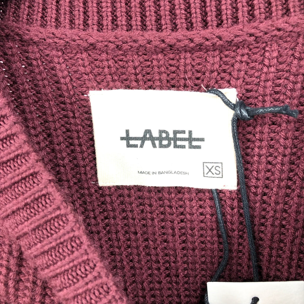 LABEL Men's Go-To Sweater XS Burgundy Red Putty Knit Crewneck MERINO WOOL NWT
