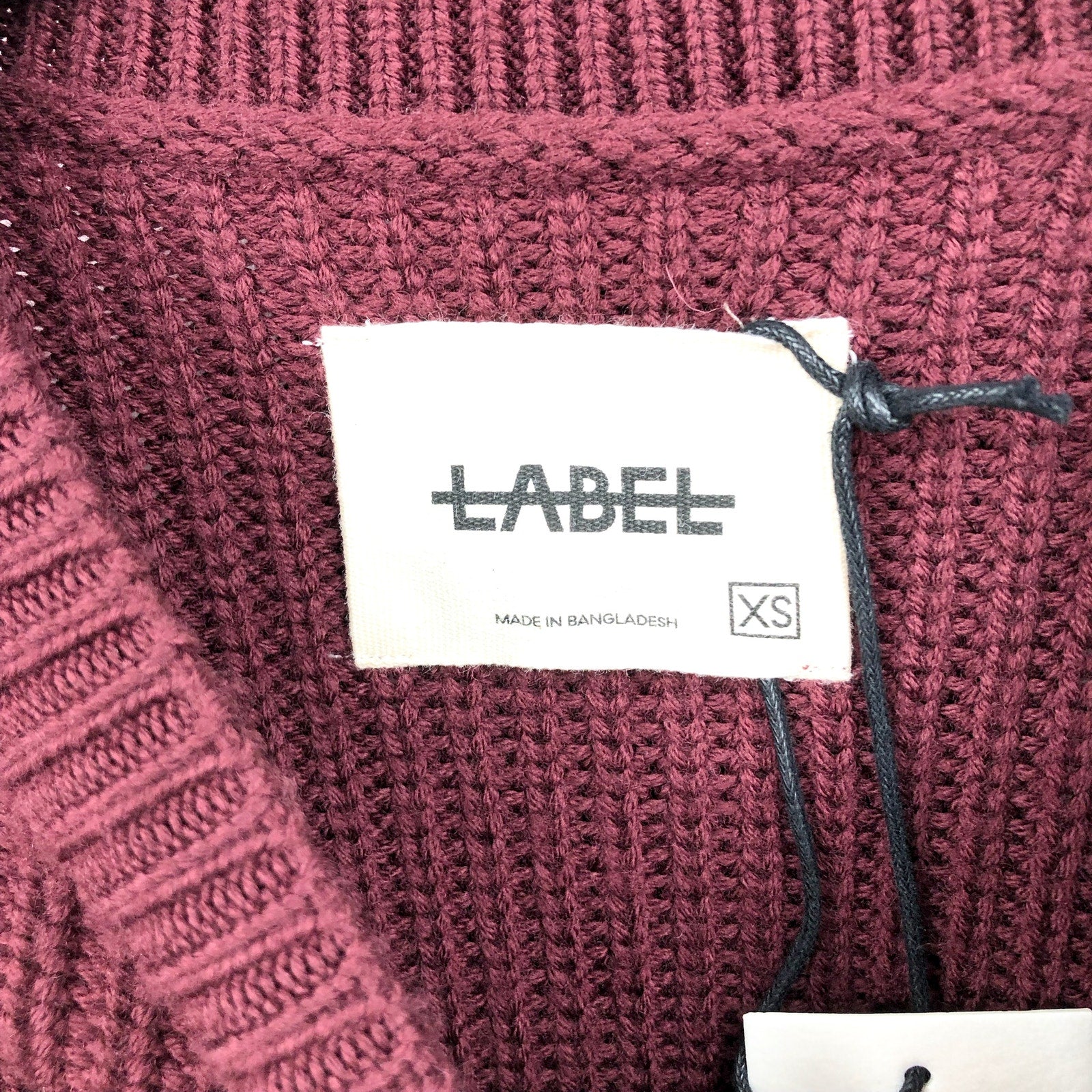 LABEL Men's Go-To Sweater XS Burgundy Red Putty Knit Crewneck MERINO WOOL NWT