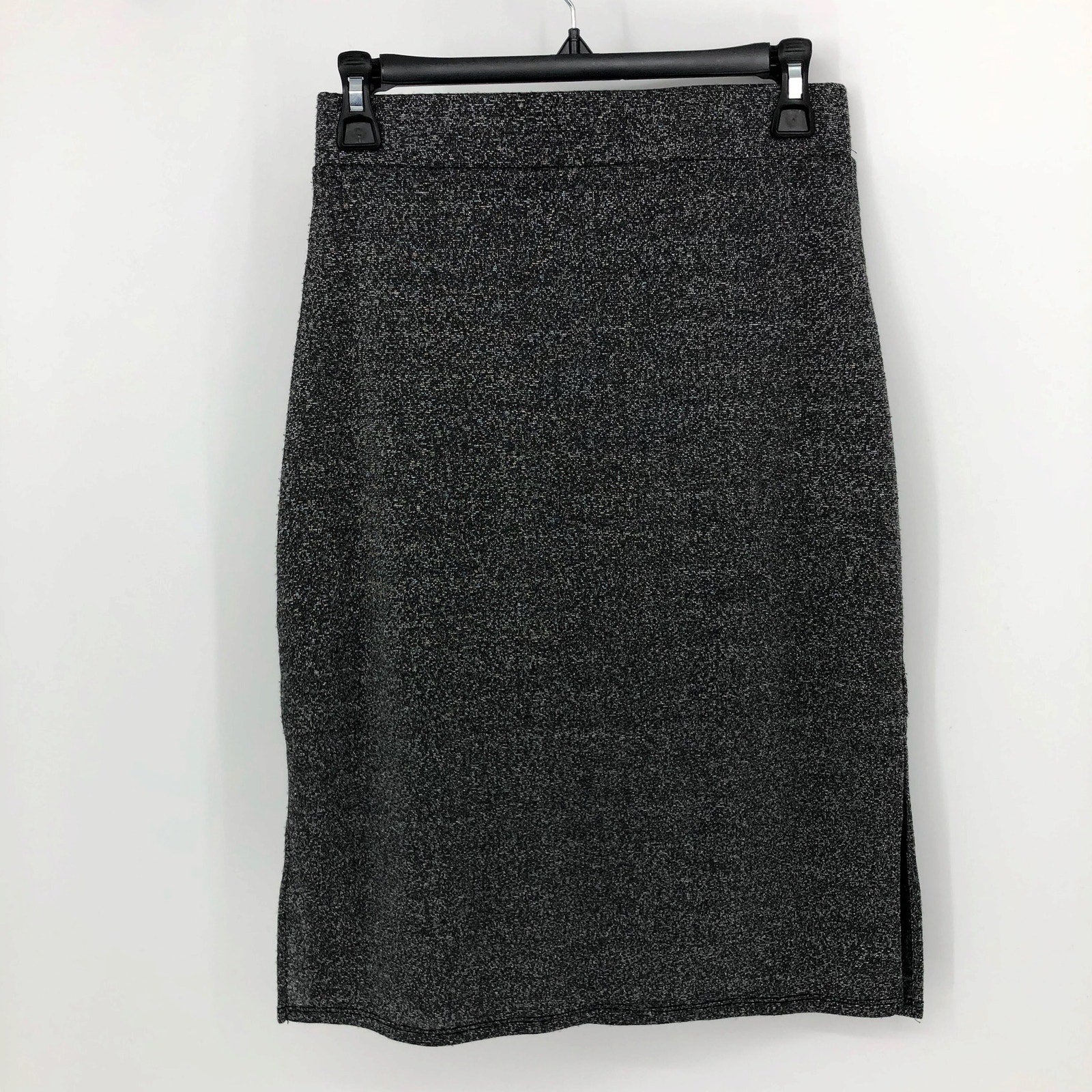 1.State Women's Sparkle Midi Skirt Small Rich Black Small Pull-On Side Slit NWOT