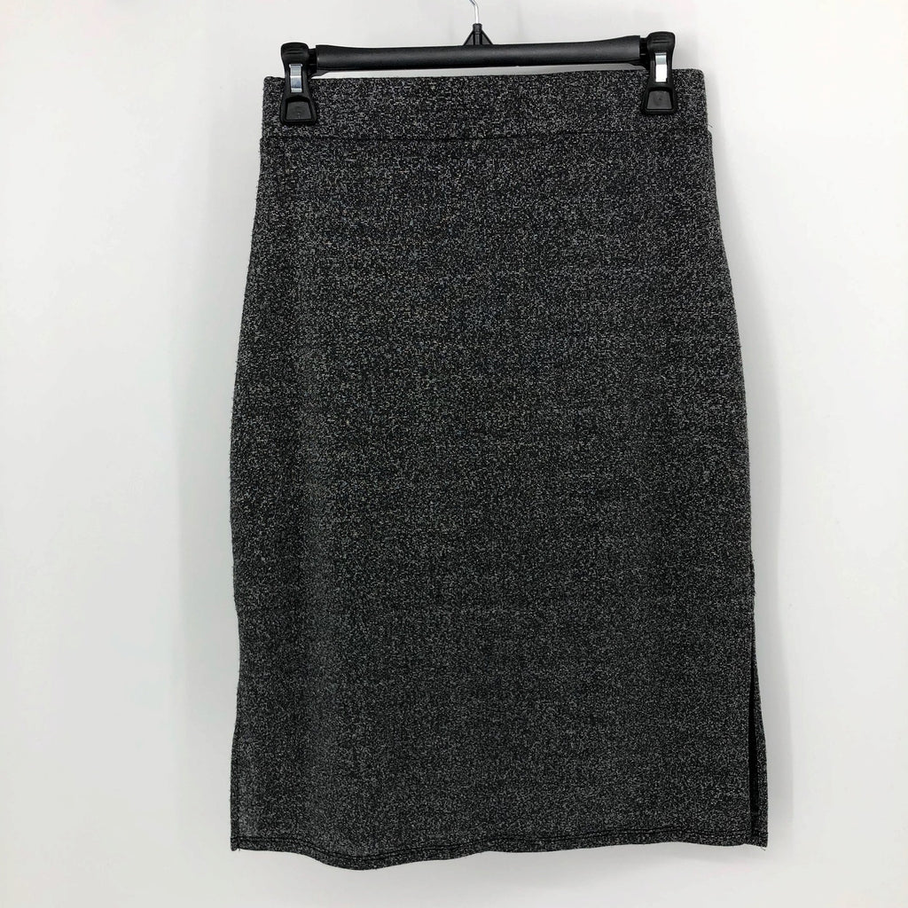 1.State Women's Sparkle Midi Skirt Small Rich Black Small Pull-On Side Slit NWOT