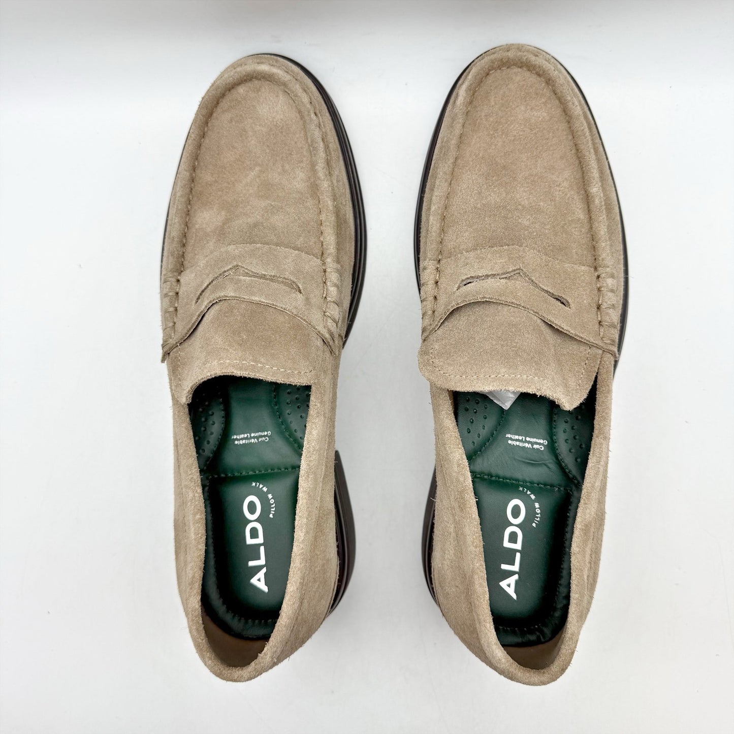 Aldo Mens Tucker Penny Loafers US 8 EU 41 Taupe Beige Suede Slip On NWOB