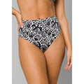 PRANA Women's Aurelia Bikini Bottom XS White Black Flora Fauna High Waist NWT