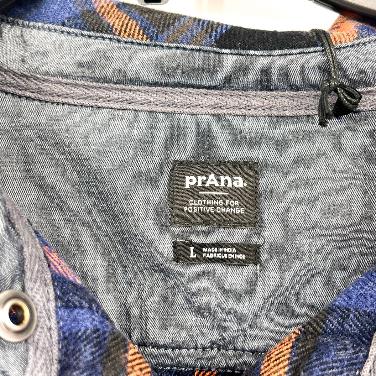 PRANA Women's Golden Canyon Flannel Shirt Large Rich Sapphire Plaid NWT
